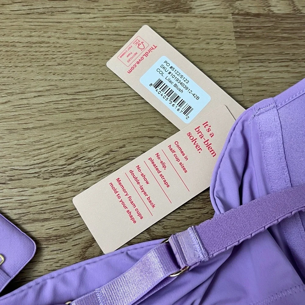 NWT Third Love 24/7 Classic Tshirt Bra‎ Purple Padded Underwire 42B